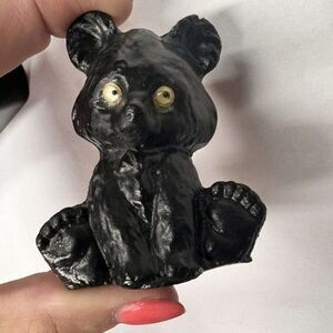 Vintage Black Bear Resin Googly Eyes Mini Figurine 2 1/2 Inches‎ Tall